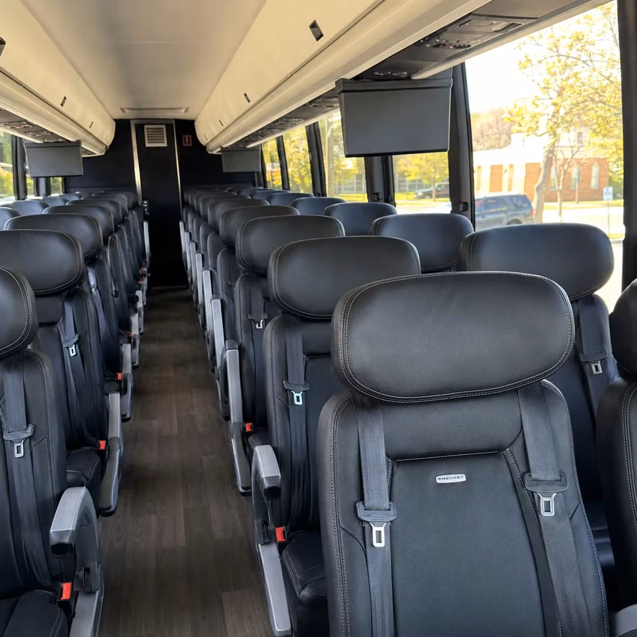 56 passenger charter bus inside